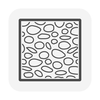 Kaya çakıl dokusu vektör simgesi. İnşaat malzemesi, duvarın dekoratif yüzeyi için biraz doğal nehir kayası, epoksi, beton, zemin, bina, bina, açık hava,.