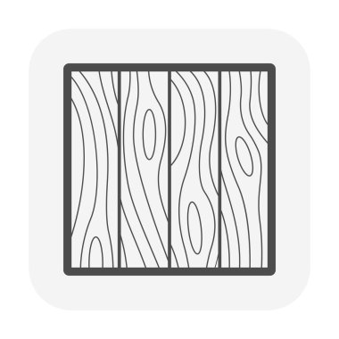 Ahşap zemin vektör simgesi en üstte. Doku desenli sert ahşap malzeme. Sıraya dizilmek için, temiz yüzeyi olan şeritten panele. Ev yapımı için doğadan gelen inşaat malzemeleri.