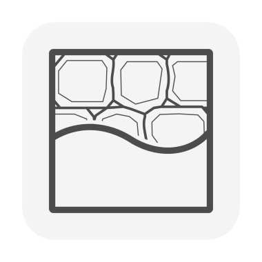 Taş ya da taş tuğla duvar ve alçı vektör ikonu. Duvarda sıra olun. Yüzeyde doku desenli doğal yapı malzemesi, mimari için harç harcı, inşaat.