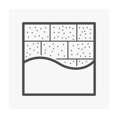 Beton blok duvar ve alçı vektör simgesi. Duvarcılık ve duvarlar için harç harcı, duvar, çit gibi pürüzsüz desenler. Mimarlık ve inşaat malzemeleri..