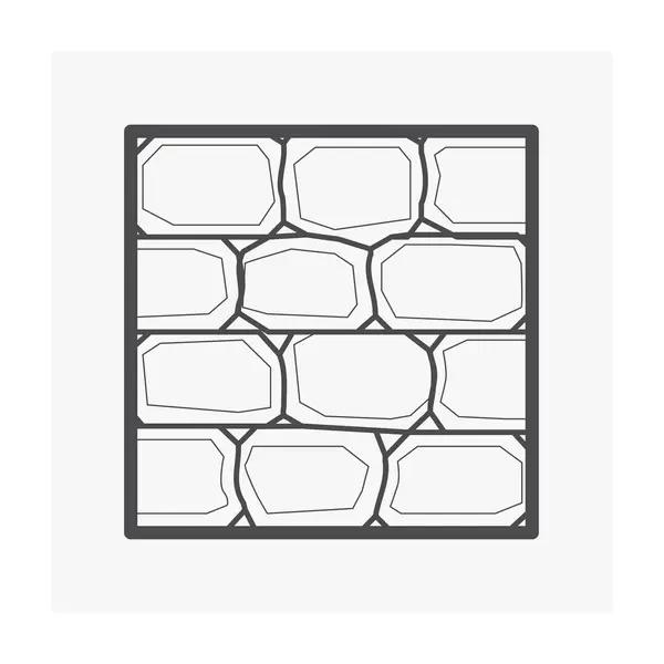 stock vector Stone or rock brick block wall vector icon design. Row in panel on wall. Natural construction material with texture pattern on surface for architecture i.e. house building, fence and shower.