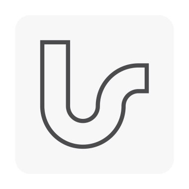 Kanalizasyon borusu, tuzak borusu ya da sifon vektör ikonu. Kirli su, atık ve kanalizasyondan kokmasını önlemek için zemin drenajı ve mutfak lavabosuna bağlanmak için U biçimli ekipman veya parça.