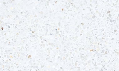 Terrazzo 'nun zemini düz. Mimari tasarım için pürüzsüz mermer, taş ve beton yüzey, dekorasyon iç döşeme, fayans ve soyut arkaplan üzerindeki doku baskısı.
