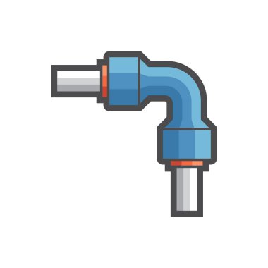 Su filtreleme ve sis püskürtme sistemlerinde Beden Eğitimi Borularını 90 derecelik açıyla bağlamak için Beden Eğitimi Hızı Uygulaması veya Bağlantı Ortak Vektör Simgesi. Zirai teçhizat ve tesisat sistemi görselleri için ideal.
