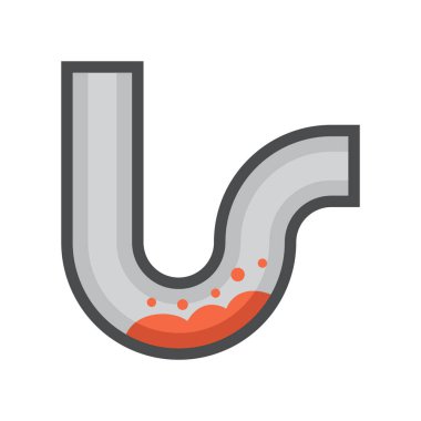 Kirli enkazın renk vektör resimleme simgesi tuzak borusunun içinde tıkanmış. Kanalizasyon sistemi tıkanıklığıyla ilgili ev tesisatı sorunları. Ev bakımı, sağlık sorunları ve hizmetler için ideal.