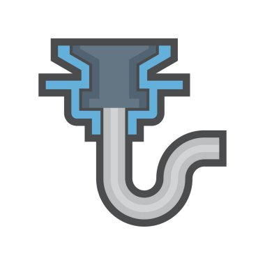 Döşeme drenajı ve yedek su borusunun çapraz görüntüsü iç koku tuzağı sistemini gösteriyor. Eğitim, sıhhi tesisat, hijyen, koku kontrolü, ev bakımı kavramları için düz tasarım