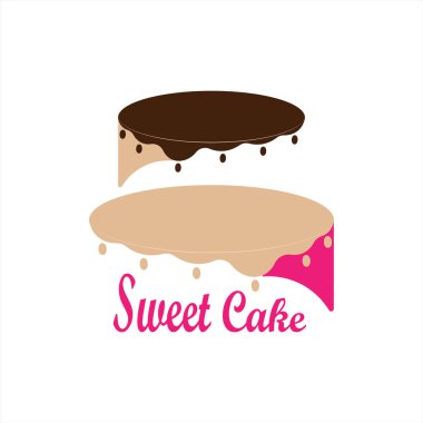 Sweet Shop şablon logo tasarımı vektör çizimi kirazlı siluet kek