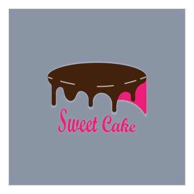Sweet Shop şablon logo tasarımı vektör çizimi kirazlı siluet kek
