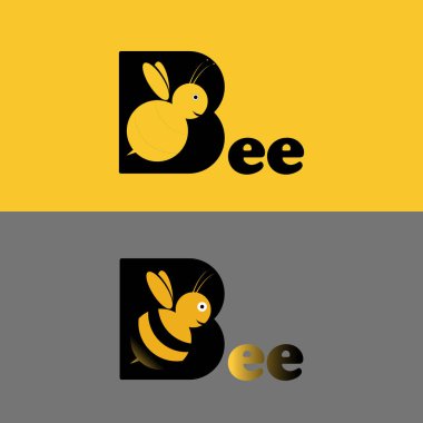İlk harf B arı logosu tasarımı. Arı Logo Şablonu.