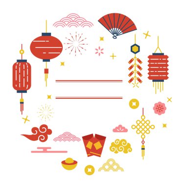 Geleneksel Çin festivali atmosferi koleksiyonu