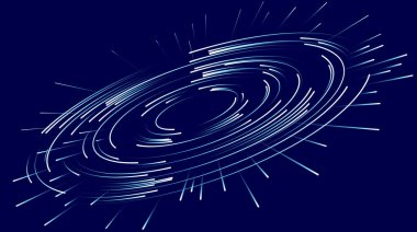 Soyut girdap, dairesel girdap çizgileri. Gece gökyüzünde yıldız izleri var..