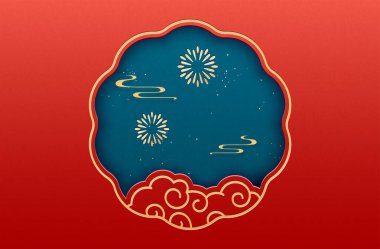 Çin Yeni Yıl Festivali afiş şablonu, tebrik kartları ve afişler