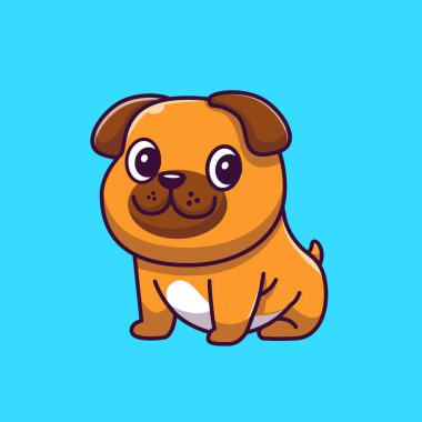 Cute Dog Sitting Cartoon Vector Icon Illustration. Animal Nature Icon Concept Isolated Premium Vector. Flat Cartoon Style