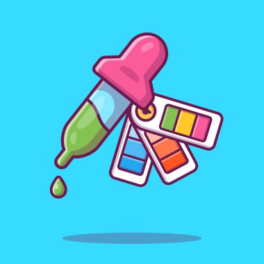 Pipette Paint Drop And Color Picker Cartoon Vector Icon Illustration. Education Object Icon Concept Isolated Premium Vector. Flat Cartoon Style