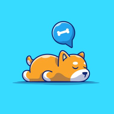 Cute Shiba Inu Dog Sleeping Cartoon Vector Icon Illustration. Animal Nature Concept Isolated Premium Vector. Flat Cartoon Style