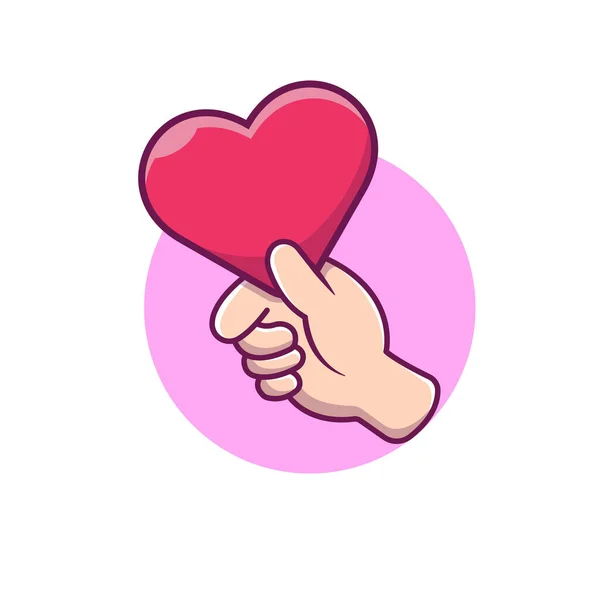 Hand Giving Love Heart Cartoon Vector Icon Illustration. People Love Icon Concept Isolated Premium Vector. Flat Cartoon Style