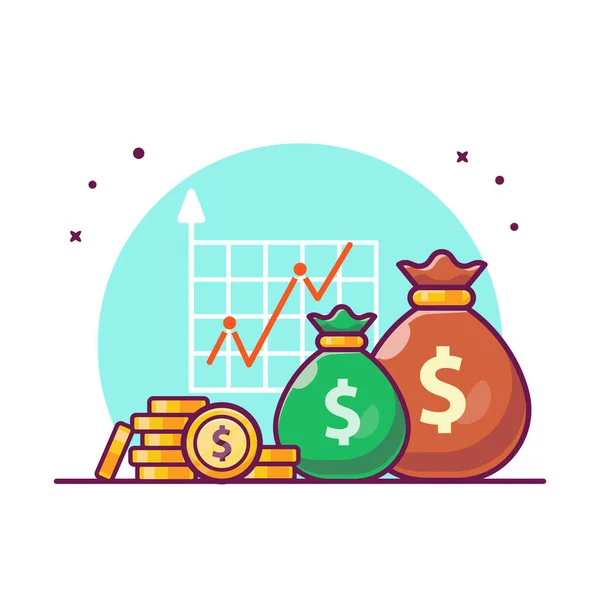 Croissance Statistique Des Investissements Avec Illustration Icônes Vectorielles Monétaires Finance — Image vectorielle