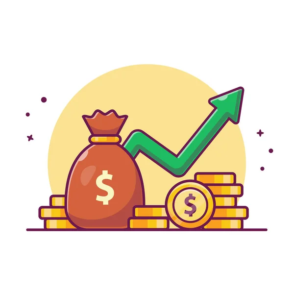 Investeringsstatistik Tillväxt Med Pengar Vektor Ikon Illustration Finance Object Icon — Stock vektor