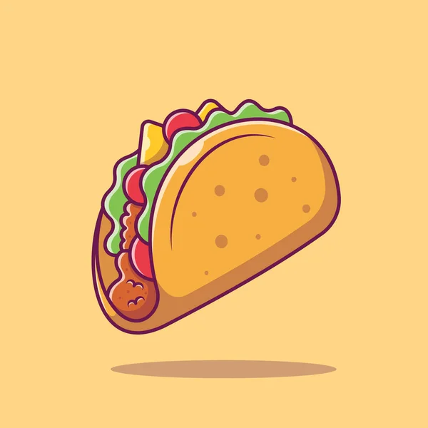 Taco Mexican Food Cartoon Vector Icon Illustration. Food Object Icon Concept Isolated Premium Vector. Flat Cartoon Style