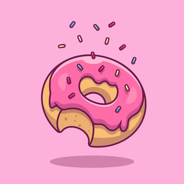 Doughnut Cartoon Vector Icon Illustration. Food Object Icon Concept Isolated Premium Vector. Flat Cartoon Style