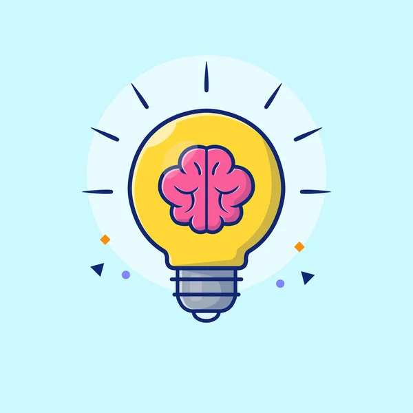 Lamp Brain Cartoon Vector Icon Illustration Education Technology Icon Concept — Stock Vector