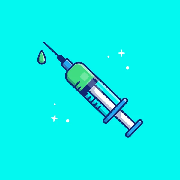 Injection Syringe Cartoon Vector Icon Illustration Healthcare Object Icon Concept — Stock Vector