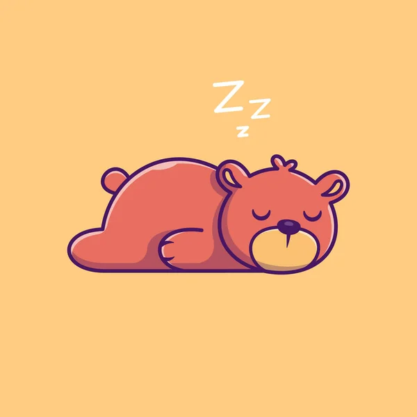 Симпатичный Медвежонок Спящая Икона Вектора Икона Природы Животных Изолированный Премиум — стоковый вектор
