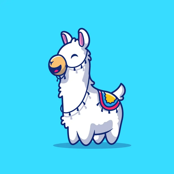 Cute Llama Cartoon Vector Icon Ilustração Animal Nature Icon Concept — Vetor de Stock