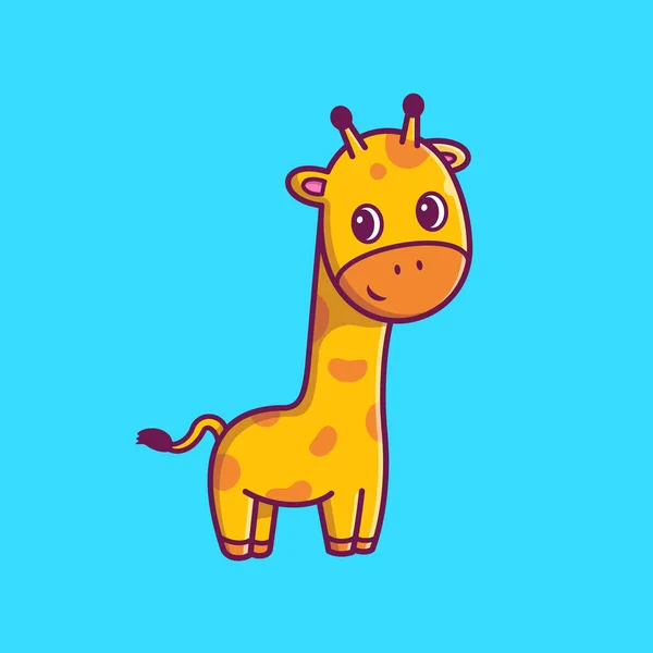 Cute Giraffe Standing Cartoon Vector Icon Illustration Animal Nature Icon — Stock Vector