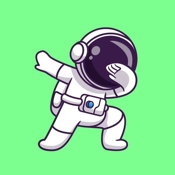 Carino Astronauta Dabbing Cartoon Vector Icon Illustrazione Tecnologia Scienza Icona — Vettoriale Stock