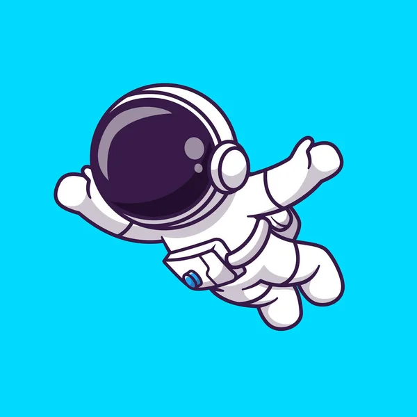 宇宙漫画ベクトルアイコンイラストに浮かぶ宇宙飛行士 宇宙技術アイコンコンセプト絶縁プレミアムベクトル 平漫画風 — ストックベクタ