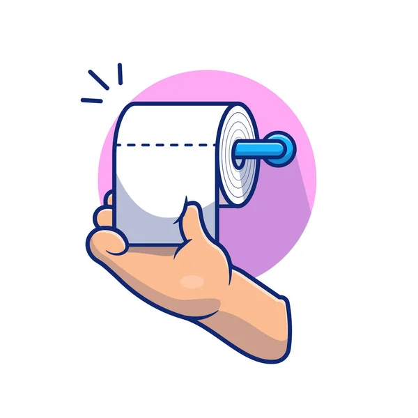 Hand Pulling Toalettpapper Rulla Tecknad Vektor Ikonillustration People Medical Icon — Stock vektor