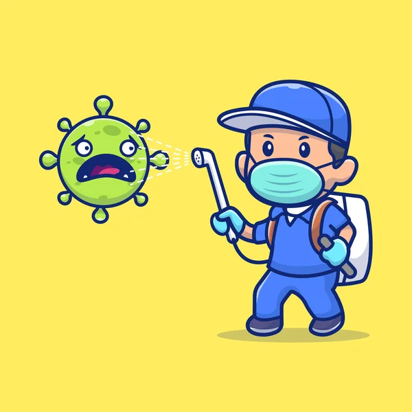People Spray Corona Virus Cartoon Vector Icon Illustration People Medical — Stock Vector