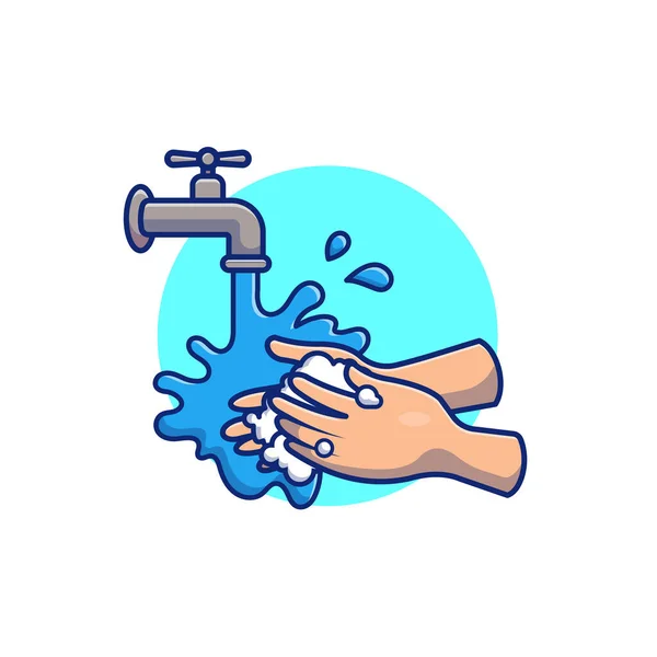 Πλένει Χέρι Cartoon Vector Εικονογράφηση Εικονίδιο Peoplemedical Icon Concept Απομονωμένο — Διανυσματικό Αρχείο