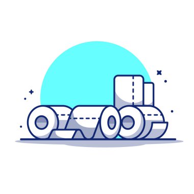 Yığınlanmış Tuvalet Kağıdı Kağıt Yuvarlama Çizgi Filmi Vektör Simgesi İllüstrasyonu. İnsanların Tıbbi Simge Kavramı İzole Edilmiş Premium Vektörü. Düz Çizgi Film Biçimi