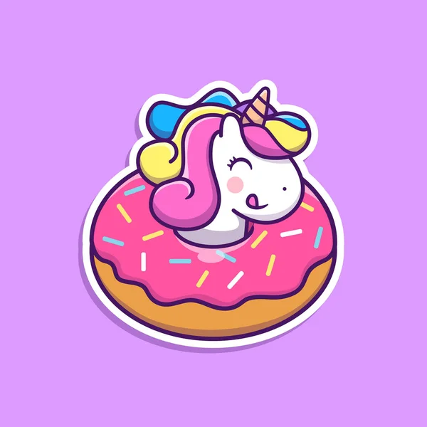 Schattige Eenhoorn Donut Cartoon Vector Icoon Illustratie Dierlijke Voeding Icoon — Stockvector