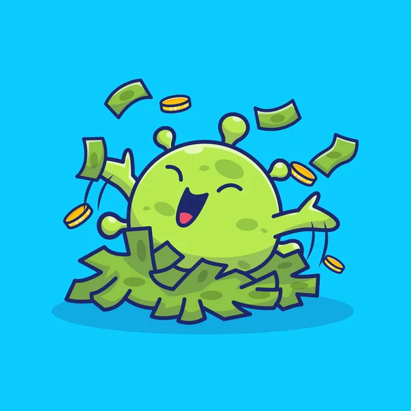 Cute Virus Money Cartoon Vector Icon Illustration Medical Financial Icon — Stock Vector