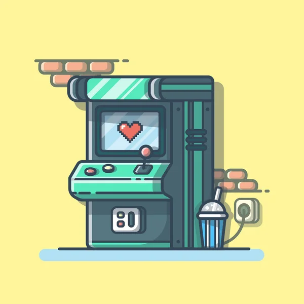 Arcade Machine Mit Soda Cartoon Vector Icon Illustration Recreation Technology — Stockvektor