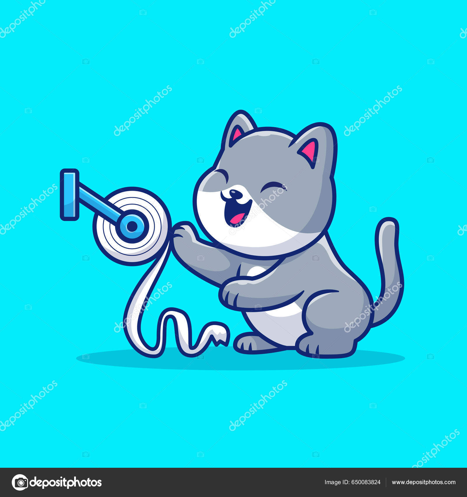 Ilustração de desenhos animados de gatinho gato vector, Vetor Premium em  2023