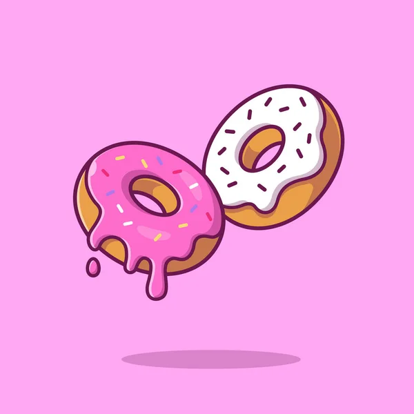 Donat Dengan Cream Cartoon Vector Icon Illustration Konsep Ikon Makanan - Stok Vektor