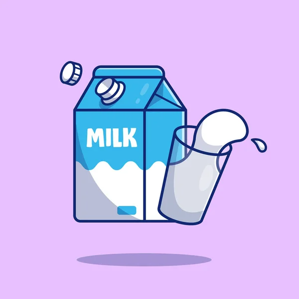 牛奶和玻璃卡通病媒图标说明 食物及饮品离子概念隔离溢价向量 平面卡通风格 — 图库矢量图片