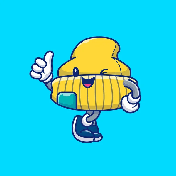 Cute Beanie Hat Cartoon Vector Icon Illustration Fashionobject Icon Concept — Stock Vector
