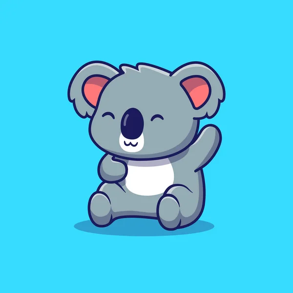 Leuke Koala Waving Hand Tree Cartoon Vector Icon Illustratie Animal — Stockvector