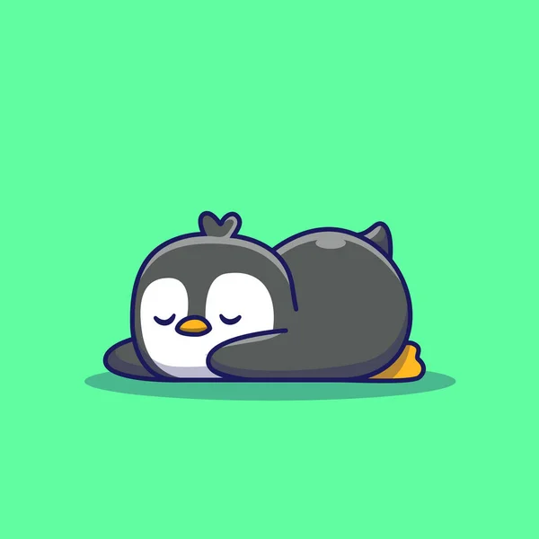 Cute Penguin Sleeping Cartoon Vector Icon Illustration Inglés Animallove Icon — Archivo Imágenes Vectoriales