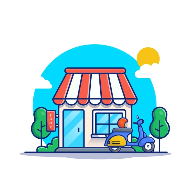Shop Building Cartoon Vector Icon Illustration Buildingbusiness Icon Concept Isolated — Stockvektor