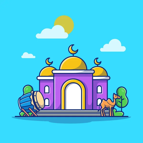 清真寺卡通矢量图标说明 建立宗教偶像概念隔离的保费向量 平面卡通风格 — 图库矢量图片