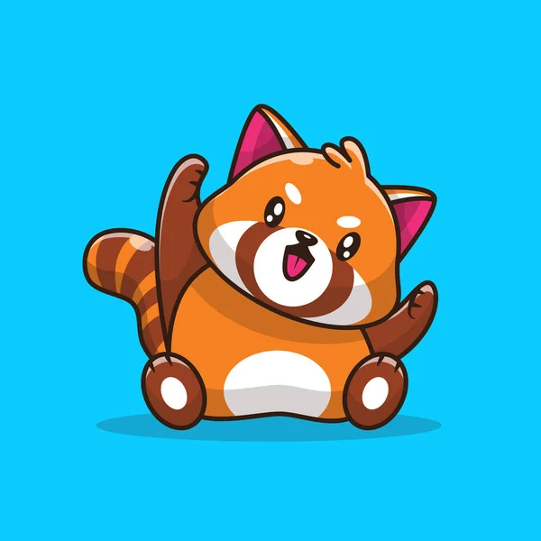 Χαριτωμένο Happy Red Panda Κάθεται Κινούμενο Σχέδιο Εικονίδιο Διάνυσμα Ζωική — Διανυσματικό Αρχείο