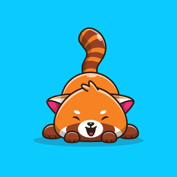 Χαριτωμένο Happy Red Panda Cartoon Vector Εικονίδιο Εικονίδιο Εικονίδιο Ζωική — Διανυσματικό Αρχείο