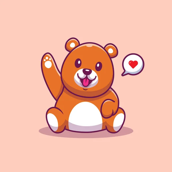 Cute Bear Waving Hand Cartoon Vector Icon Illustration Animal Nature — Stockový vektor