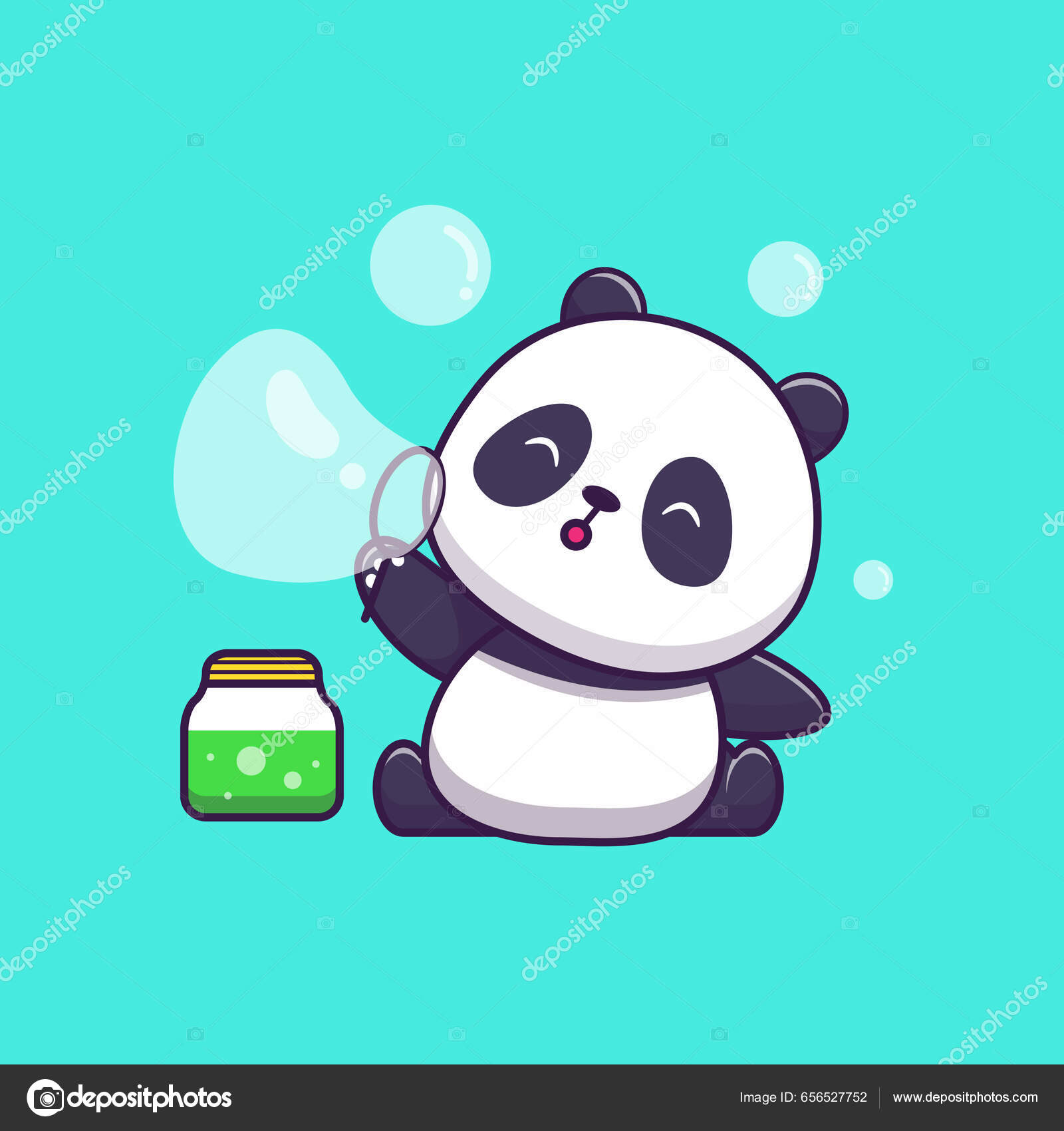 Vetores de Panda De Desenho Animado Engraçado Dormindo Isolado Em